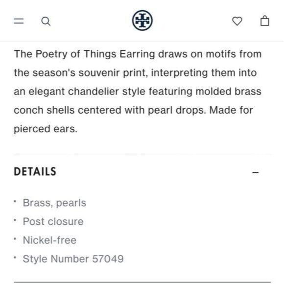 Conch Shell Dangle Earrings, Piper-K, Gold | Mercari NWOT Tory Burch Conch Shell Faux Pearl Gold Tone Dangle Earrings
